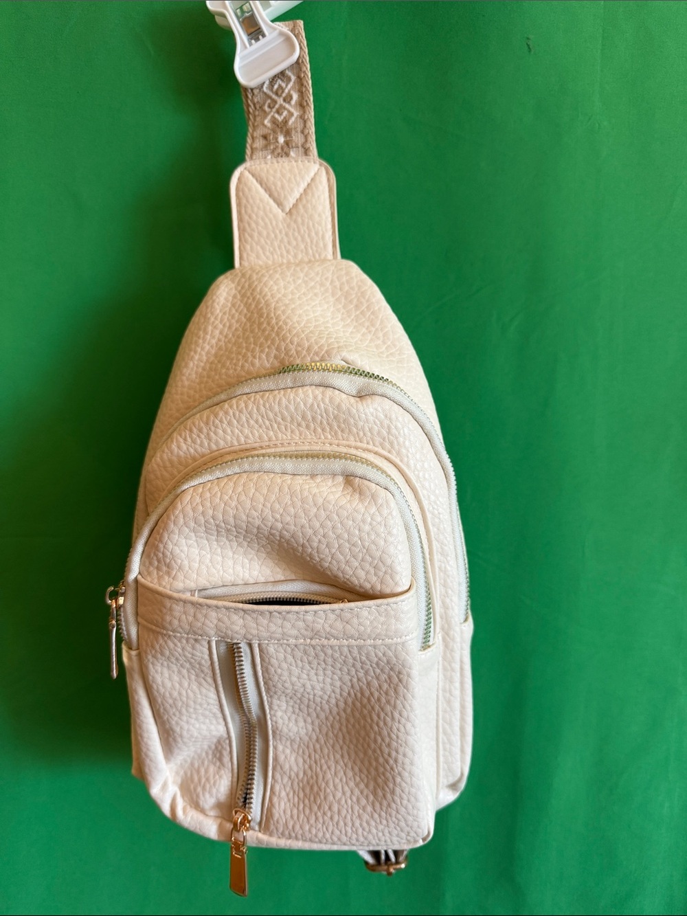 Cream Textured Sling Bag – Casual Crossbody for Women